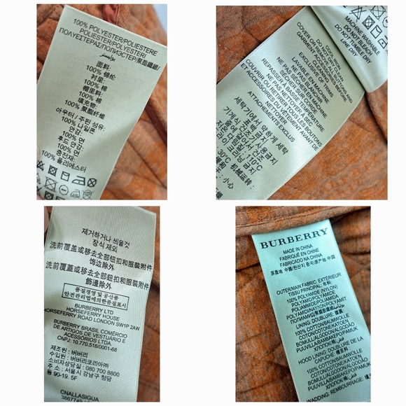 Burberry Women's Diamond Quilted Jacket with Hoodie Orange Sz Small - Picture 14 of 15